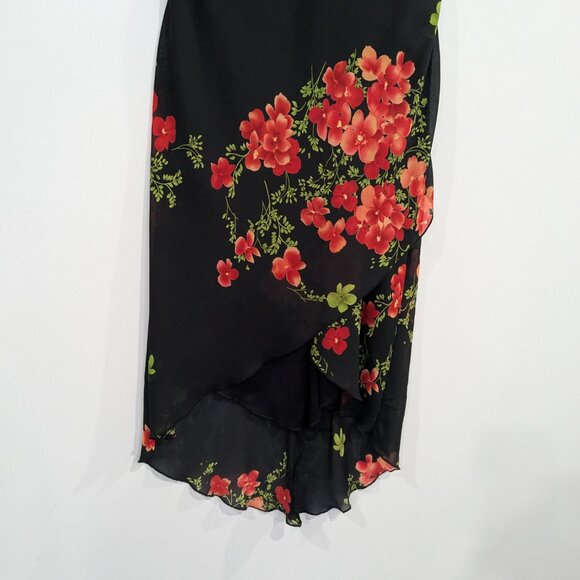 Reitmans Petites V-Neck Sleeveless Floral Maxi Dress Black Red Size 6 - Picture 2 of 5